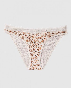 Women's La Senza Bikini Panty Underwear Cream Leopard | C7aJ2Qvq