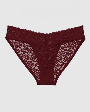 Women's La Senza Bikini Panty Underwear Red Burgundy | FpHSKCV9