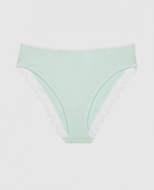 Women's La Senza Bikini Panty Underwear White Green | LqfIwwh0