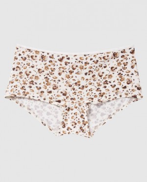 Women's La Senza Boyshort Panty Underwear Cream Leopard | Vd4oUZAA