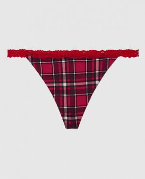 Women's La Senza G-String Panty Underwear Party Plaid | QYtgXenc