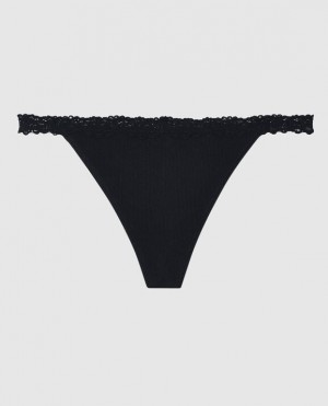 Women's La Senza G-String Panty Underwear Black | Ri3XE7jQ