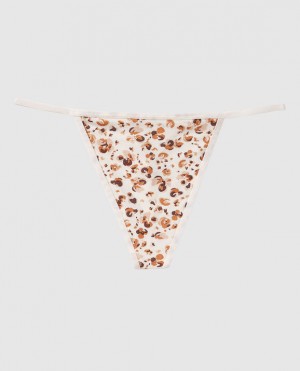 Women's La Senza G-String Panty Underwear Cream Leopard | 4htxsBO6