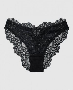 Women's La Senza High Leg Cheeky Panty Underwear Black | htYhoeQV