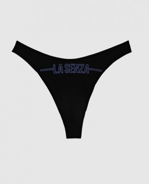 Women's La Senza High Leg Thong Panty Underwear Blue | fESSEfHt