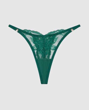 Women's La Senza High Leg Thong Panty Underwear Green | kcQqbGfi