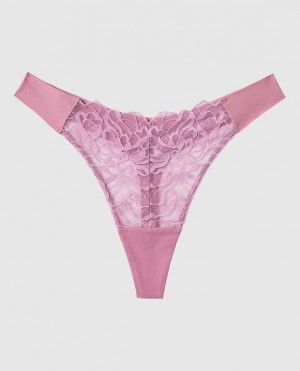 Women's La Senza High Leg Thong Panty Underwear Rosecrush | idcG6ufY