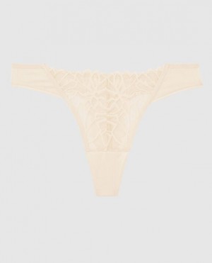 Women's La Senza High Leg Thong Panty Underwear Pearl | Vw5iZe0c