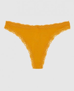 Women's La Senza High Leg Thong Panty Underwear Limonite | KauXhqtL