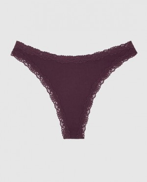 Women's La Senza High Leg Thong Panty Underwear Purple | qve0BMPU