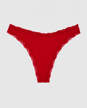 Women's La Senza High Leg Thong Panty Underwear Red | dEyRHo2g