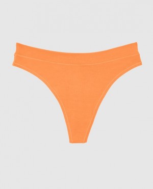 Women's La Senza High Leg Thong Panty Underwear Apricot | eMXNMwEa