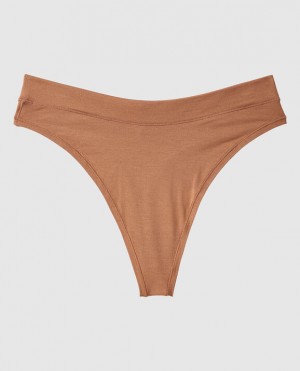 Women's La Senza High Leg Thong Panty Underwear Caramel Kiss | zyl7nHt7