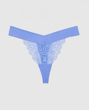 Women's La Senza High Leg Thong Panty Underwear Blue | ZOdWhKu4