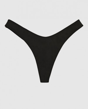 Women's La Senza High Leg Thong Panty Underwear Black | BQ9IOt7b