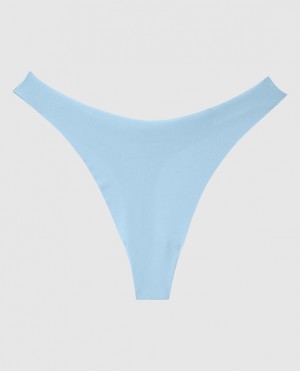 Women's La Senza High Leg Thong Panty Underwear Blue | AGjqGbxa