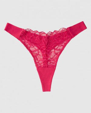 Women's La Senza High Leg Thong Panty Underwear Sweet Raspberry | fRdoHSzI