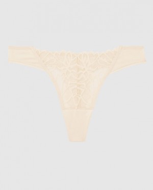 Women's La Senza High Leg Thong Panty Underwear Pearl | 9h84djIn