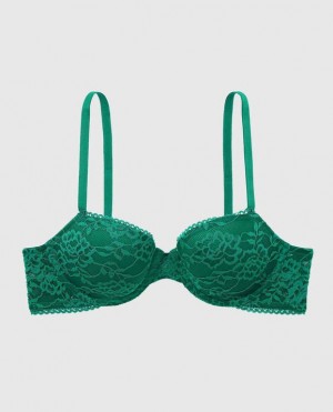 Women's La Senza Lightly Lined Demi Bras Green | 5AJrSkzB