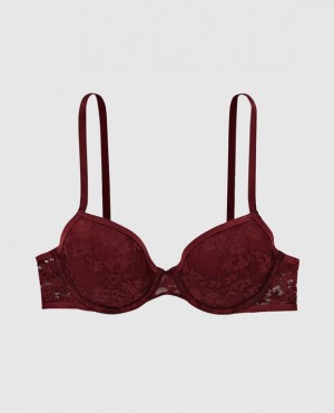 Women's La Senza Lightly Lined Demi Bras Red Burgundy | WFlhPL2c