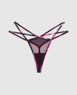 Women's La Senza Mesh G-String Panty Underwear Purple | KtaDKy5O