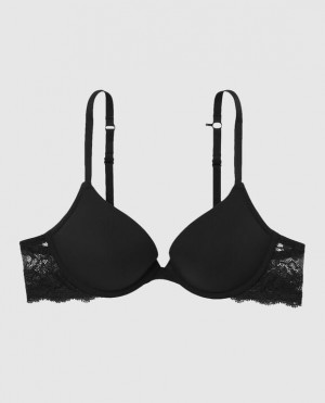 Women's La Senza Push Up Plunge Bras Black | g9mxRQkT