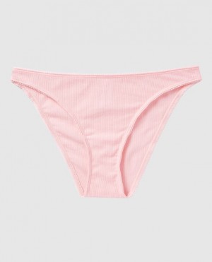 Women's La Senza Ribbed Bikini Panty Underwear Pink | RX8FnUHb