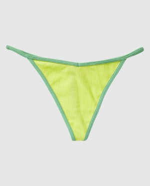 Women's La Senza Ribbed G-String Panty Underwear Green | zHn39A6l