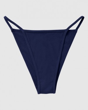 Women's La Senza Ribbed Mini Cheeky Panty Underwear Navy | 0zMeApNM