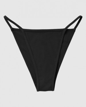 Women's La Senza Ribbed Mini Cheeky Panty Underwear Black | NvFuVmk7