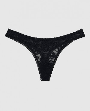 Women's La Senza Thong Panty Underwear Black | XZCok0ce