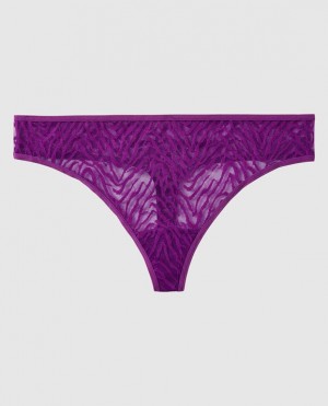 Women's La Senza Thong Panty Underwear Purple | pmplzFDt