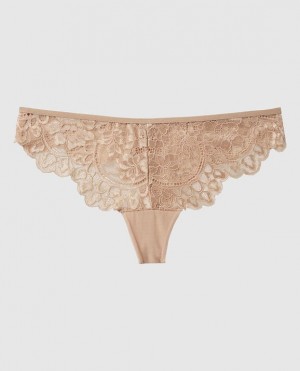 Women's La Senza Thong Panty Underwear Rose Brown | Q2sy4tbd