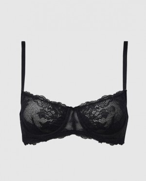 Women's La Senza Unlined Balconette Bra Lingerie Black | BJi9i7Fq