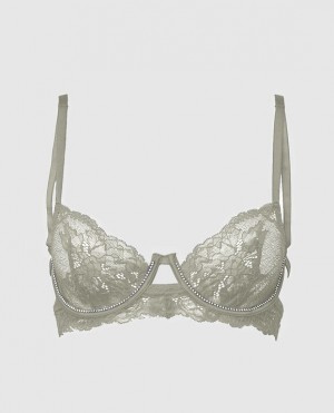 Women's La Senza Unlined Balconette Lace Bras Silver | 73H4kkhT