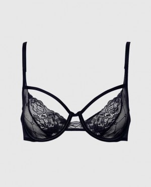 Women's La Senza Unlined Lace Bras Black | 1Qa6waOE