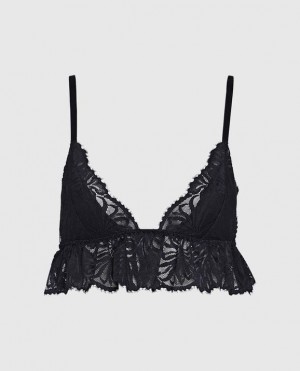 Women's La Senza Unlined Lace lette Bras Black | yffIeWVS