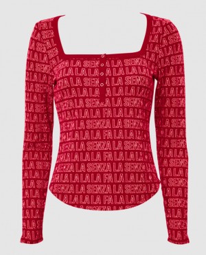 Women's La Senza Waffle Henley Sleepwear Fa La La LaSenza | i3jIIH1O