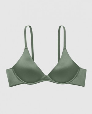 Women's La Senza Wireless Light Push Up Bras Dark Forest | vGcTDWDH