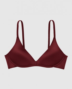 Women's La Senza Wireless Light Push Up Bras Red Burgundy | fq2zYttB