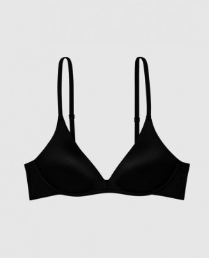 Women's La Senza Wireless Light Push Up Bras Black | fLElvw9k