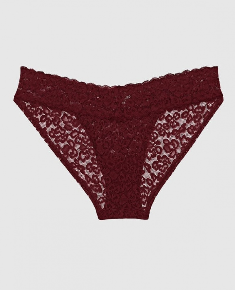 Women's La Senza Bikini Panty Underwear Red Burgundy | FpHSKCV9