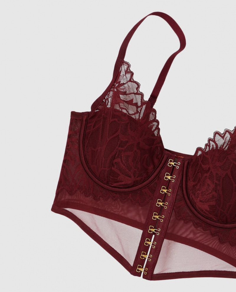 Women's La Senza Front-Close Top Bras Red Burgundy | cshaU9zm