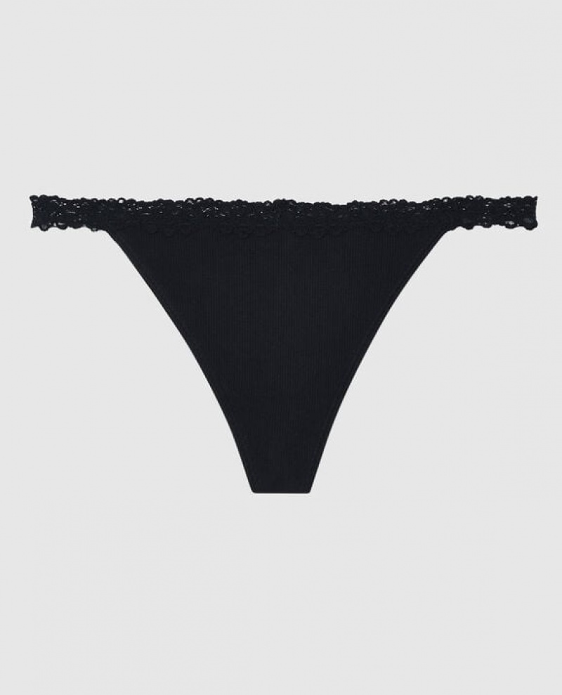 Women\'s La Senza G-String Panty Underwear Black | Ri3XE7jQ