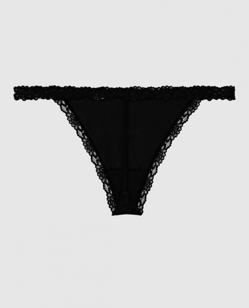 Women's La Senza G-String Panty Underwear Black | oER2jwQN