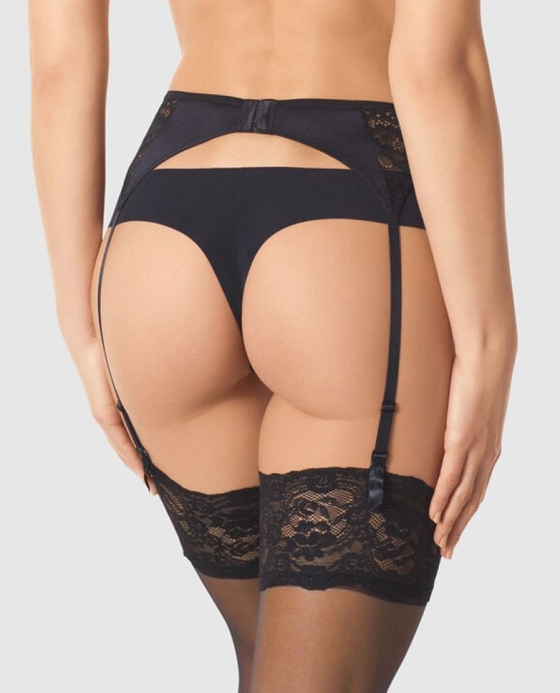 Women's La Senza Garter with Lace Lingerie Black | Euvy7p4z