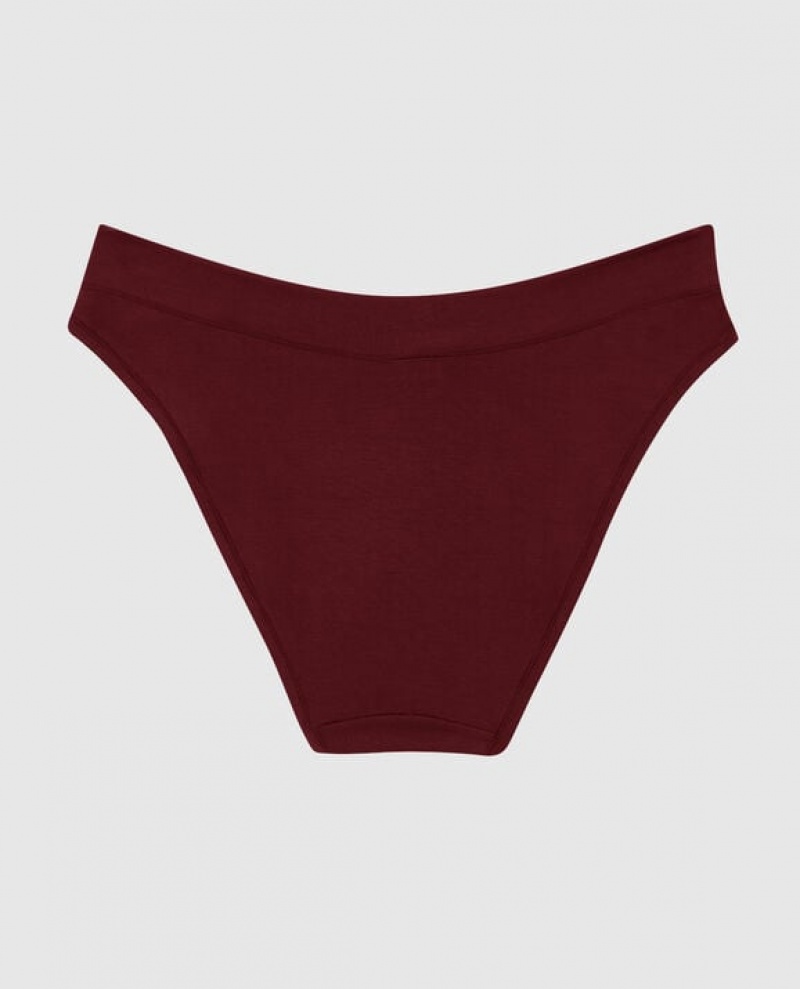 Women's La Senza High Leg Bikini Panty Underwear Red Burgundy | uJVChqlu