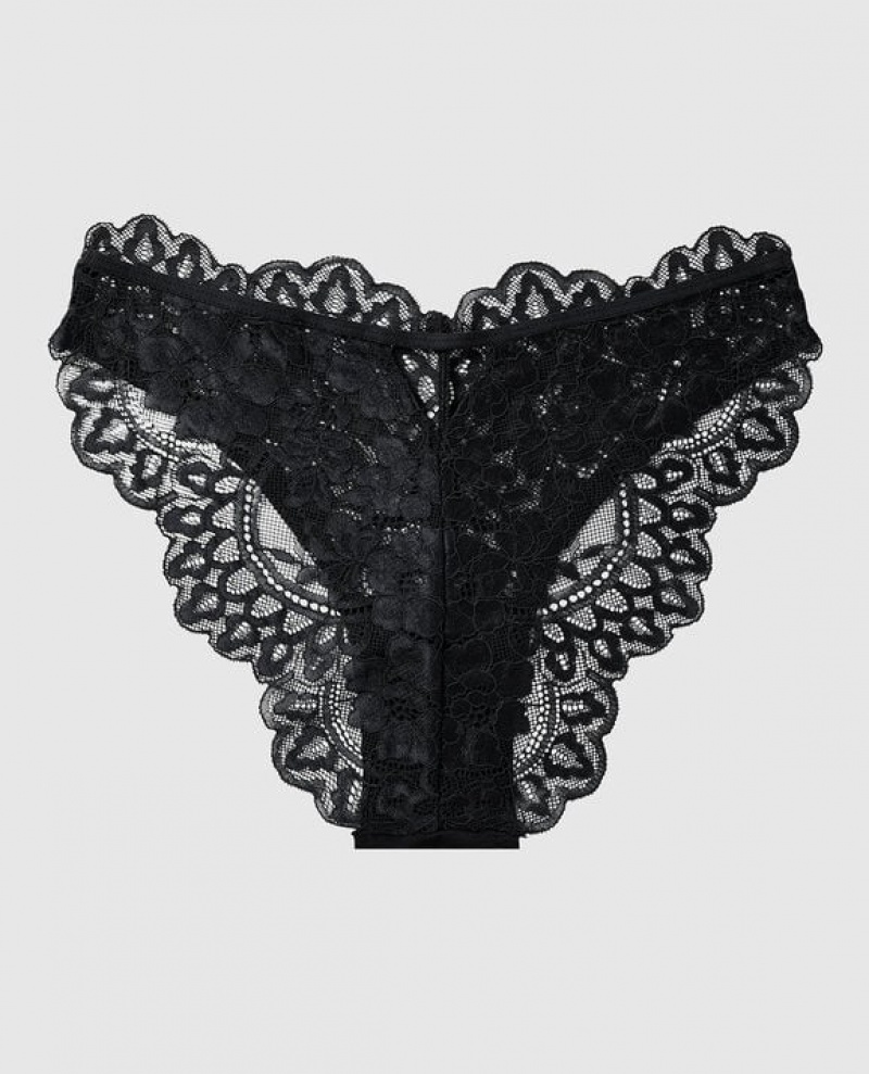 Women's La Senza High Leg Cheeky Panty Underwear Black | htYhoeQV