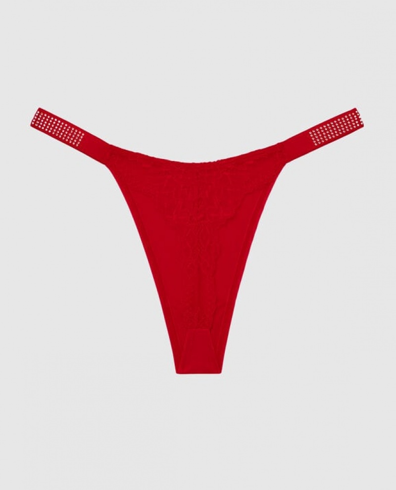 Women's La Senza High Leg Thong Panty Underwear Red | ZwixOITd