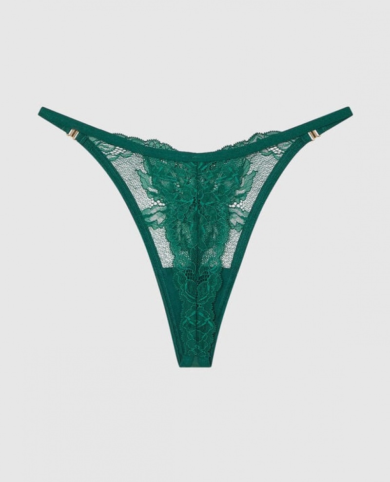 Women's La Senza High Leg Thong Panty Underwear Green | kcQqbGfi